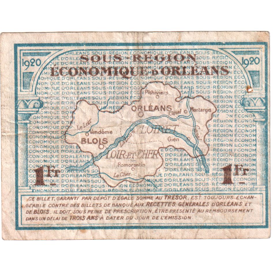 France, Orléans, 1 Franc, 1920-06-01, Chambre de Commerce, TTB