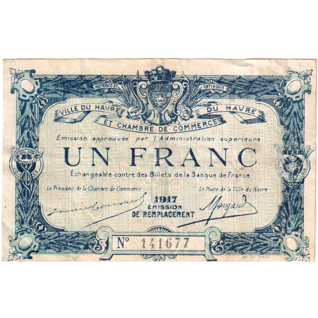 France, Le Havre, 1 Franc, Undated (1916), Chambre de Commerce, EF(40-45)