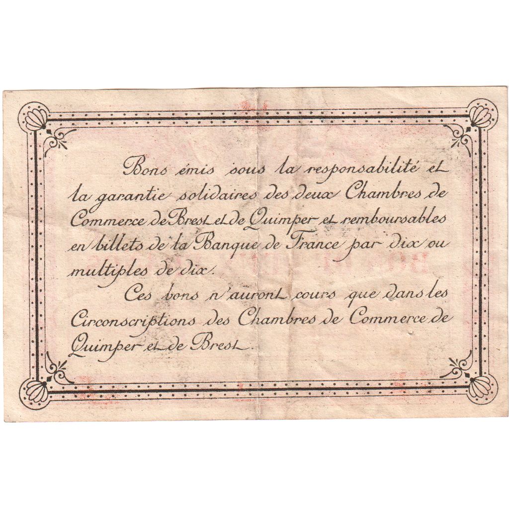 France, Quimper & Brest., 2 Francs, Undated (1915), Chambre de commerce / Bon