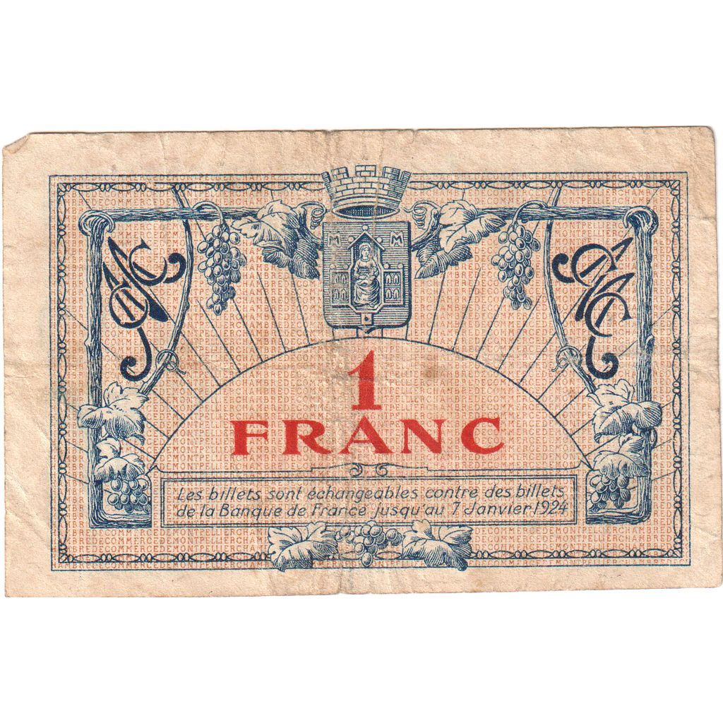 France, Montpellier., 1 Franc, 1921-01-06, Chambre de Commerce, TB, Pirot:85-18