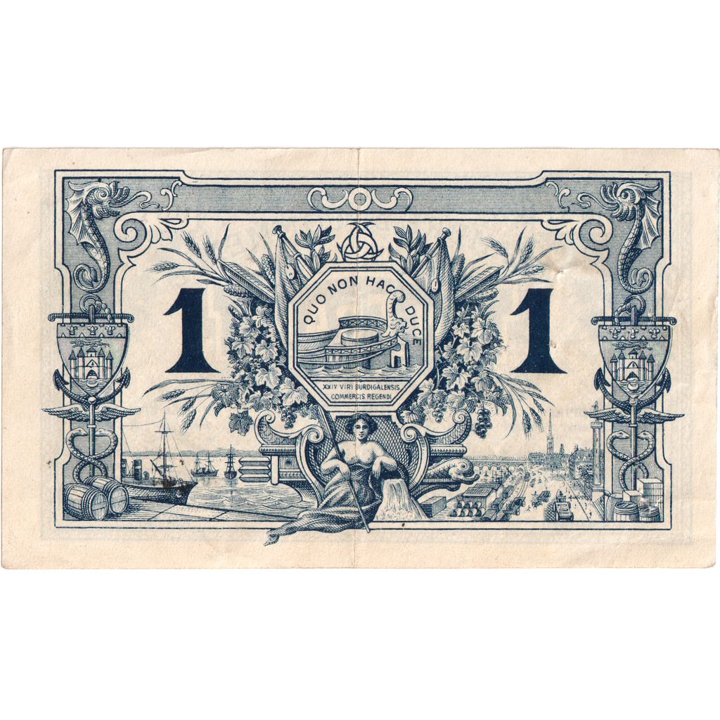 France, Bordeaux, 1 Franc, Undated (1914)., Chambre de Commerce, AU(50-53)