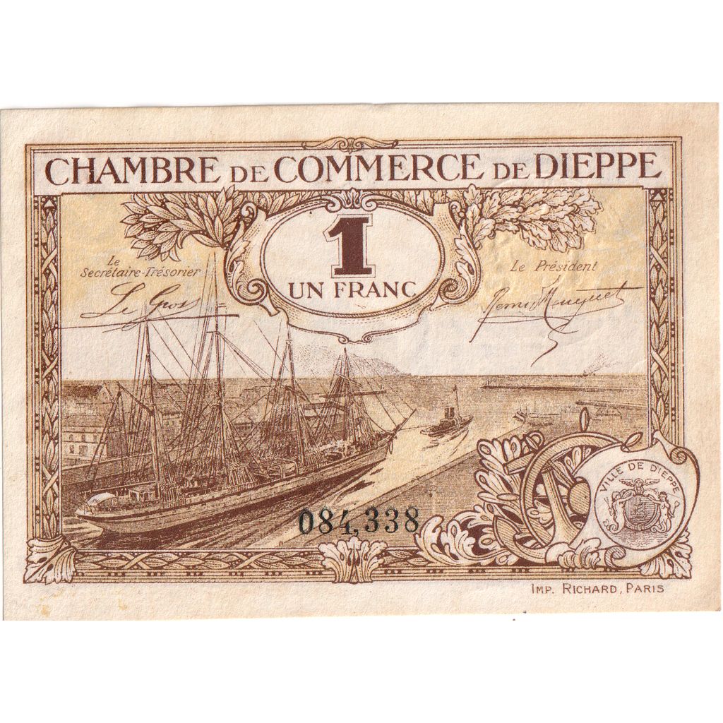 Francia, Dieppe, 1 Franc, 151,054, MBC, Pirot:52-24