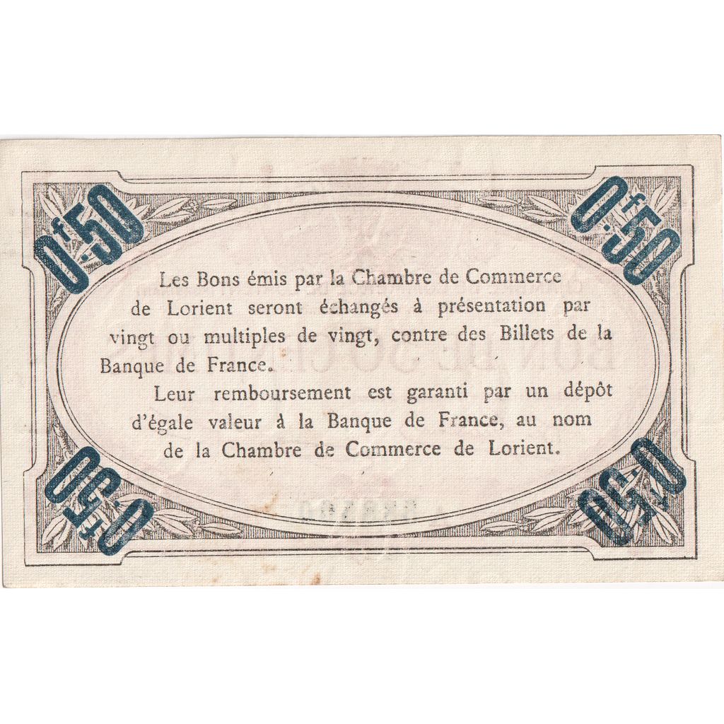 France, Lorient, 50 Centimes, 1915-09-03, Chambre de commerce / Bon de, UNC(63)
