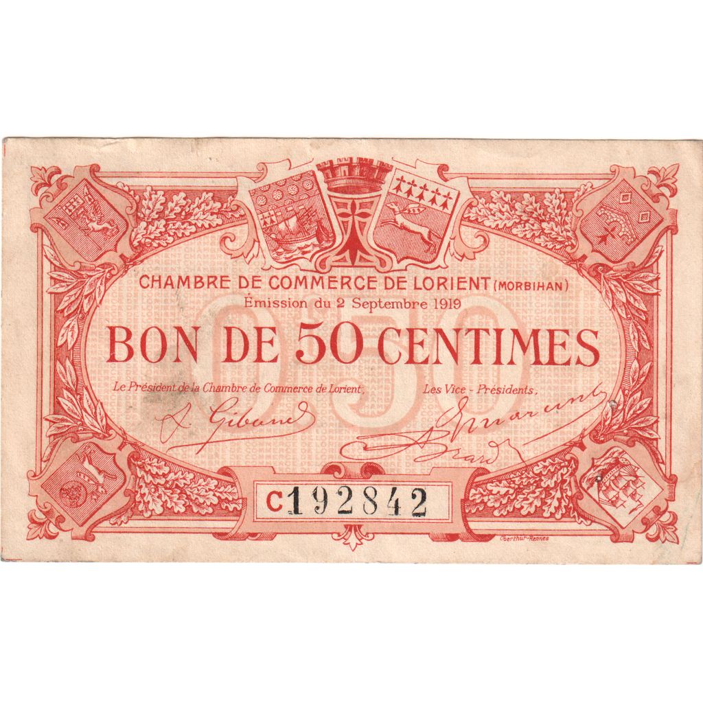 Frankreich, Lorient, 50 Centimes, 1919-09-02, Chambre de commerce / Bon de