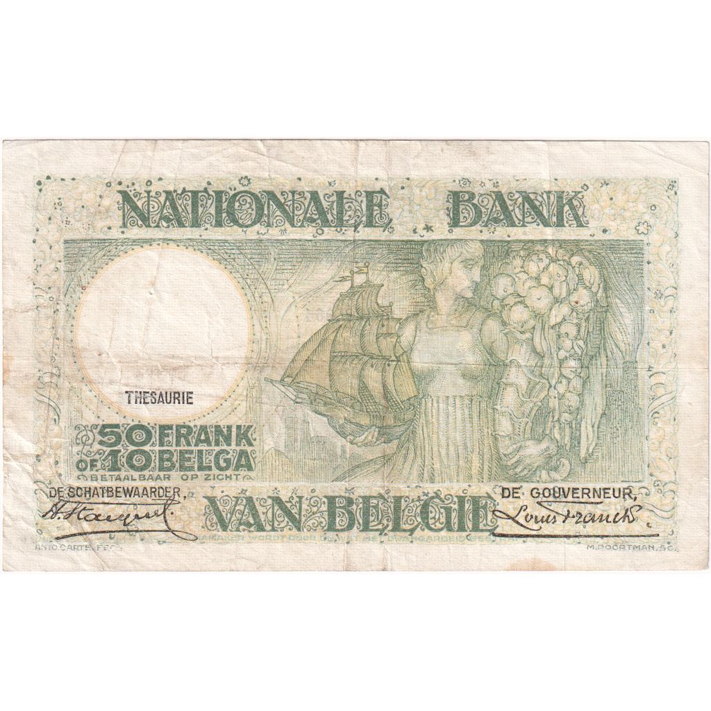 Bélgica, 50 Francs-10 Belgas, BC+