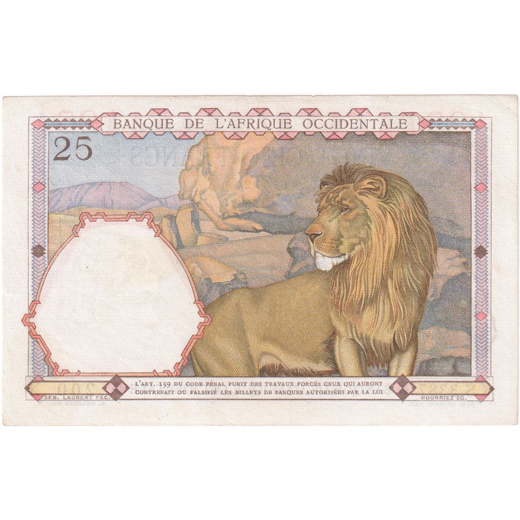 French West Africa, 25 Francs, 1942-10-01, AU(55-58)