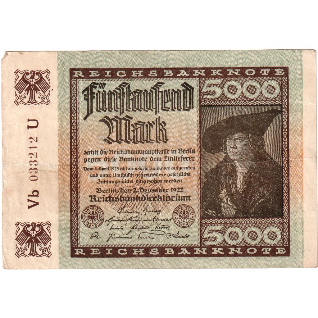 Geldschein, Deutschland, 5000 Mark, 1922-12-02, KM:81a, SS+