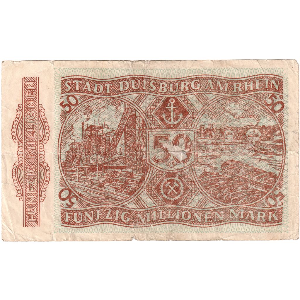 Allemagne, Duisburg, 50 Millionen Mark, 1923-09-15, TTB