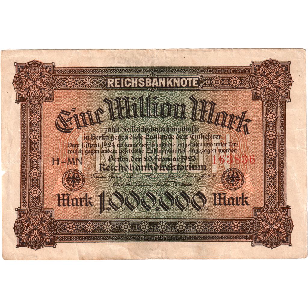 Geldschein, Deutschland, 1 Million Mark, 1923-02-20, KM:86a, SS
