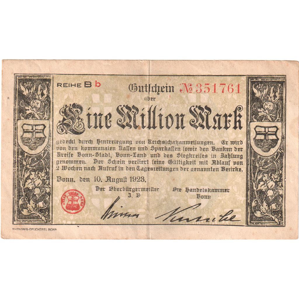 1 Million Mark, 1923-08-10, EF(40-45)