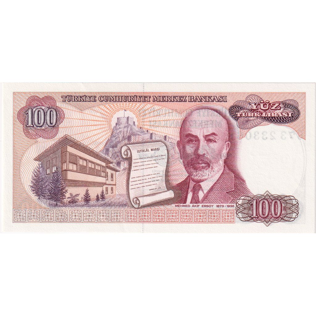 Banknot, Turcja, 100 Lira, 1970, 1970-01-14, KM:194a, UNC(65-70)