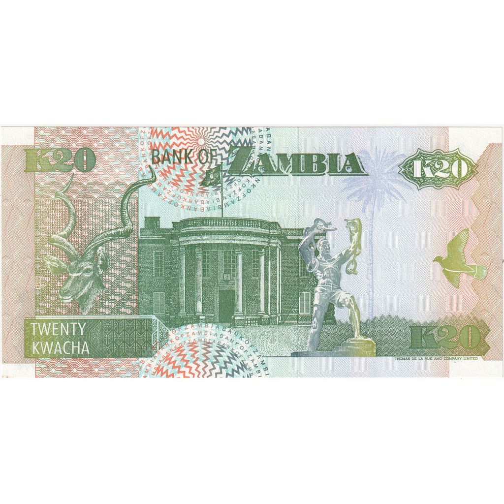 Biljet, Zambia, 20 Kwacha, 1992-1996, 1992, KM:36b, NIEUW