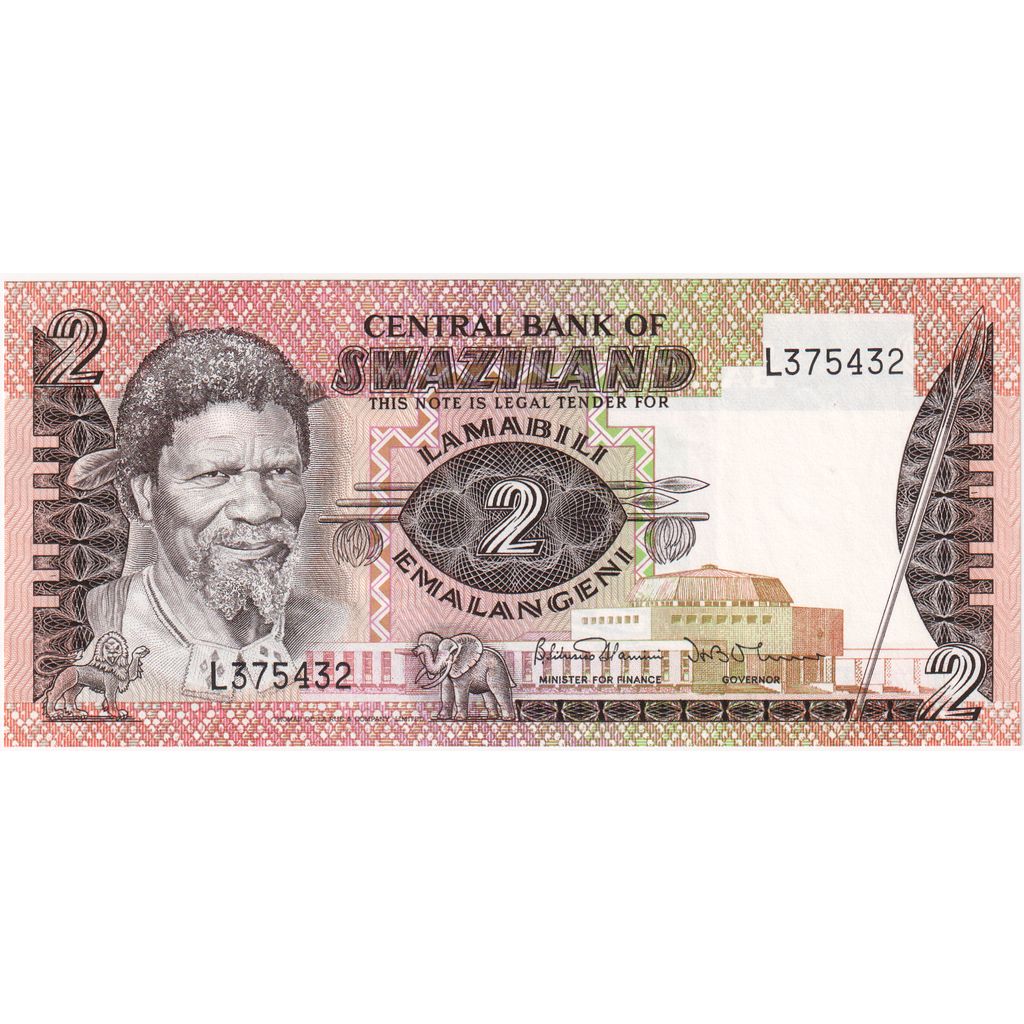 Billete, 2 Emalangeni, Undated (1983- ), Suazilandia, KM:8a, UNC