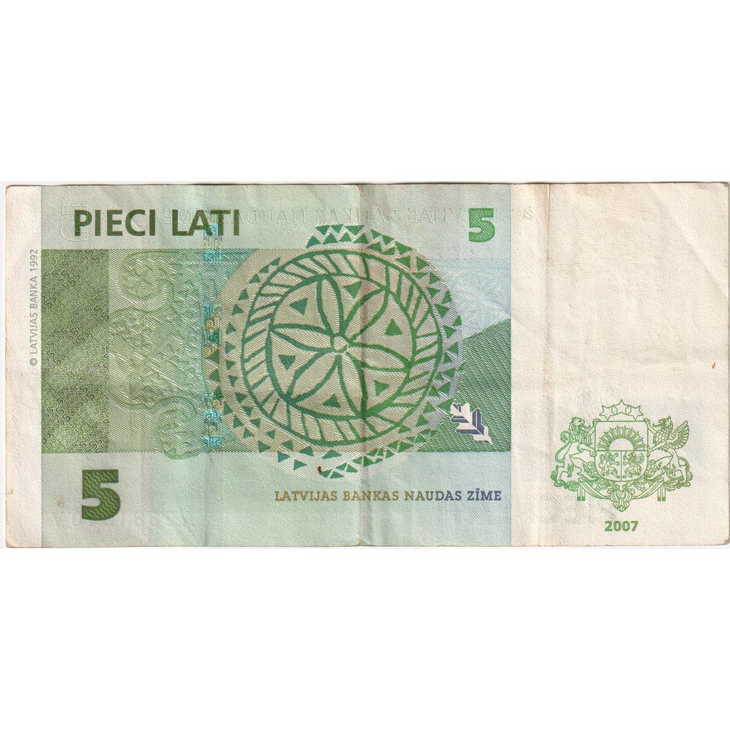 Latvia, 5 Lati, Undated (2007), VF(20-25)