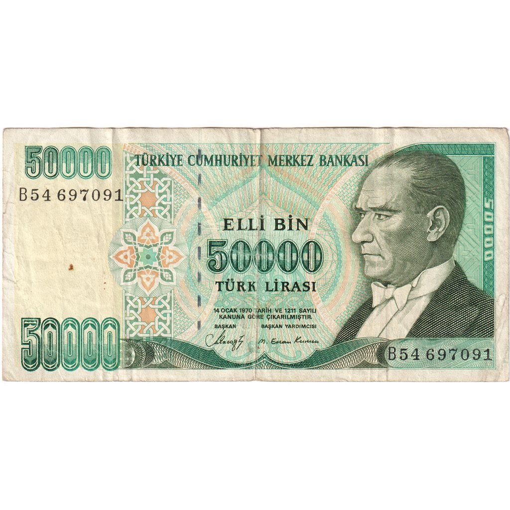 Turquia, 50,000 Lira, EF(40-45)