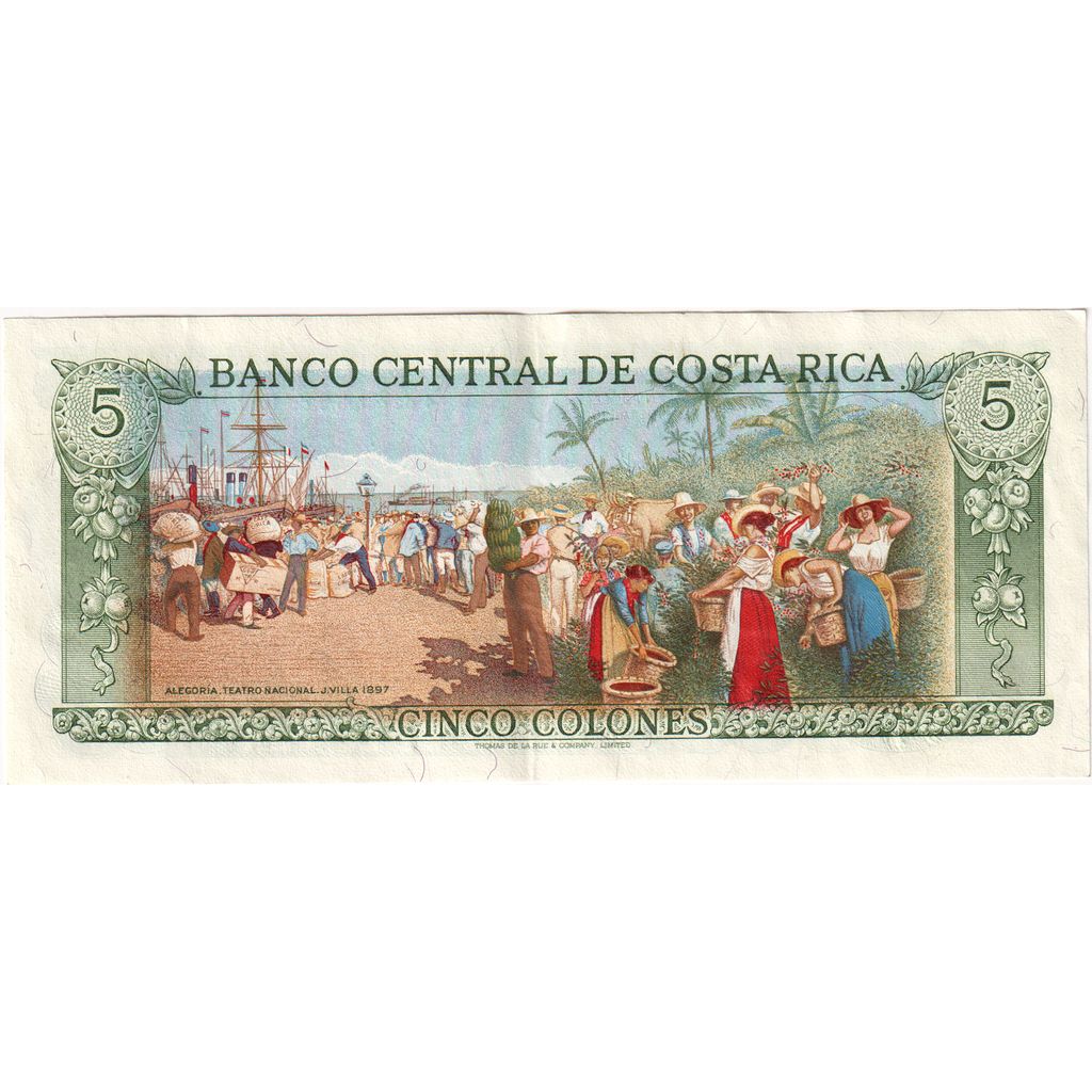 Costa Rica, 5 Colones, 1989-10-04, UNC(63)