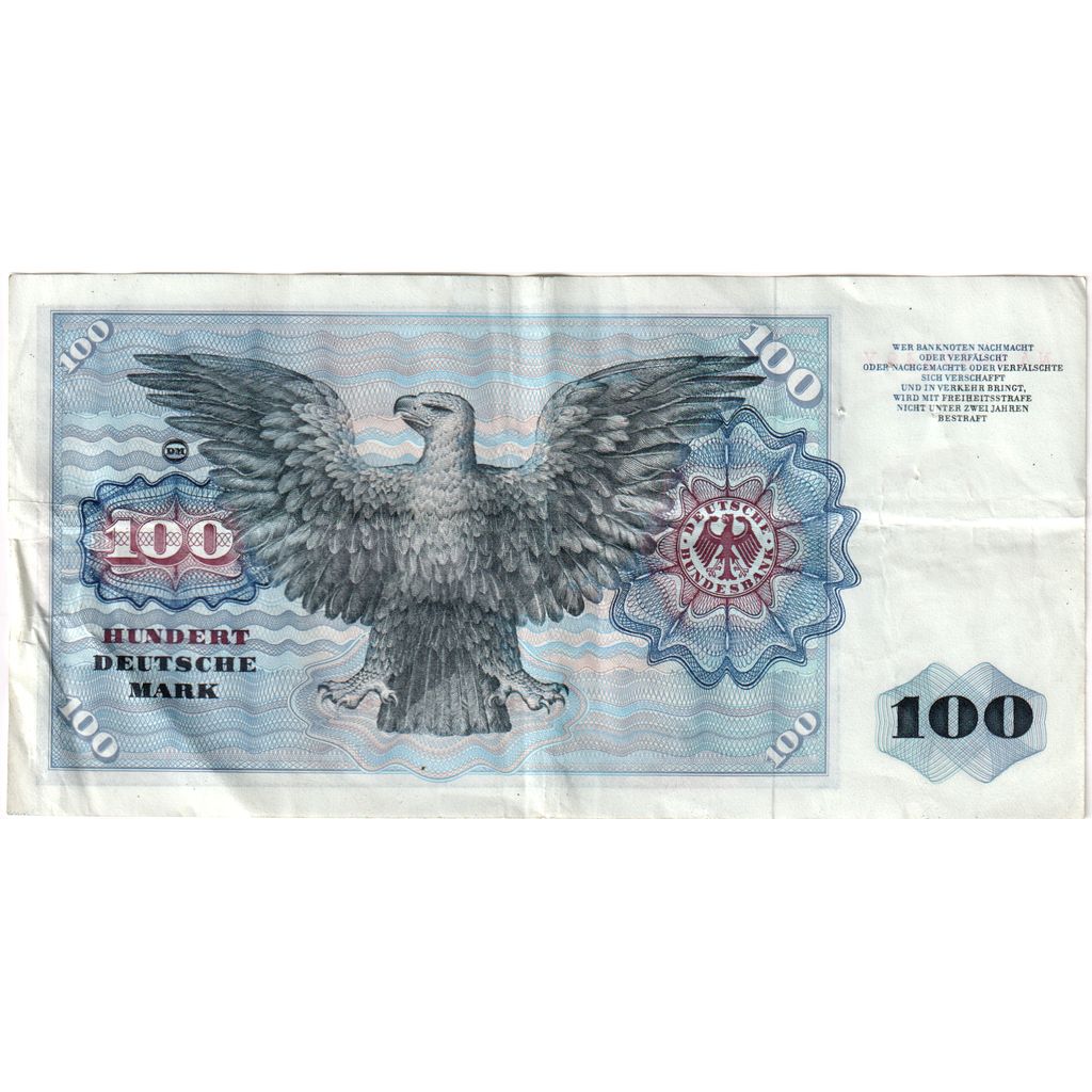 République fédérale d'Allemagne, 100 Deutsche Mark, 1970-01-02, TTB