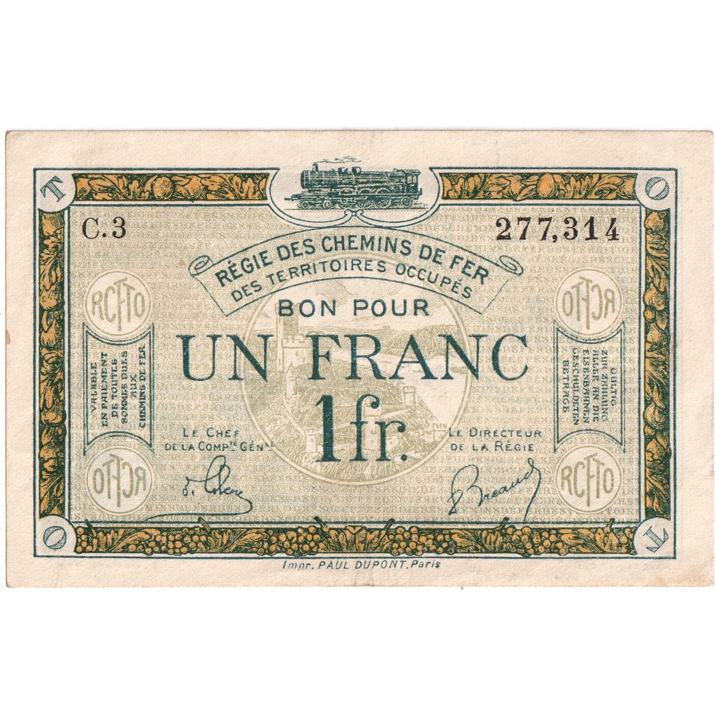 France, 1 Franc, 277.314, TTB+, Pirot:135-5