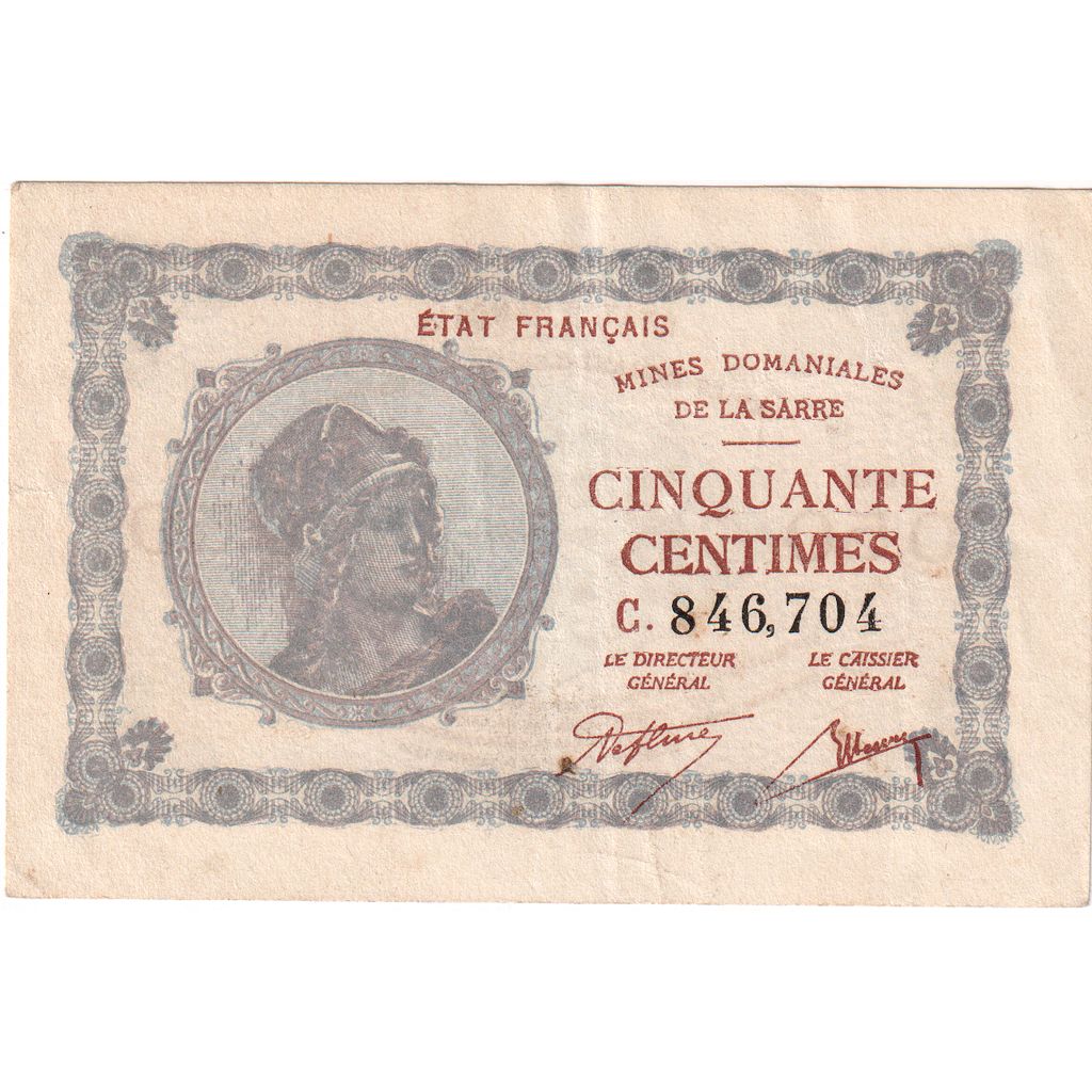 SARRE, 50 Centimes, Sarre, C.846.704, MBC