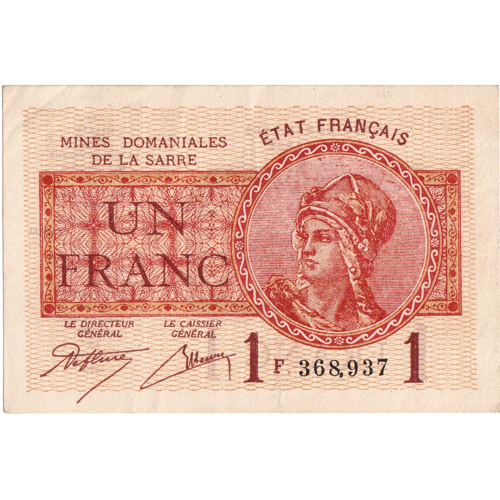 SAARLAND, 1 Franc, Sarre, F368.937, BB+