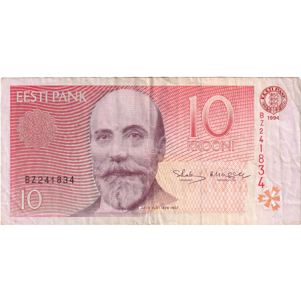 Estonia, 10 Krooni, VF(30-35)
