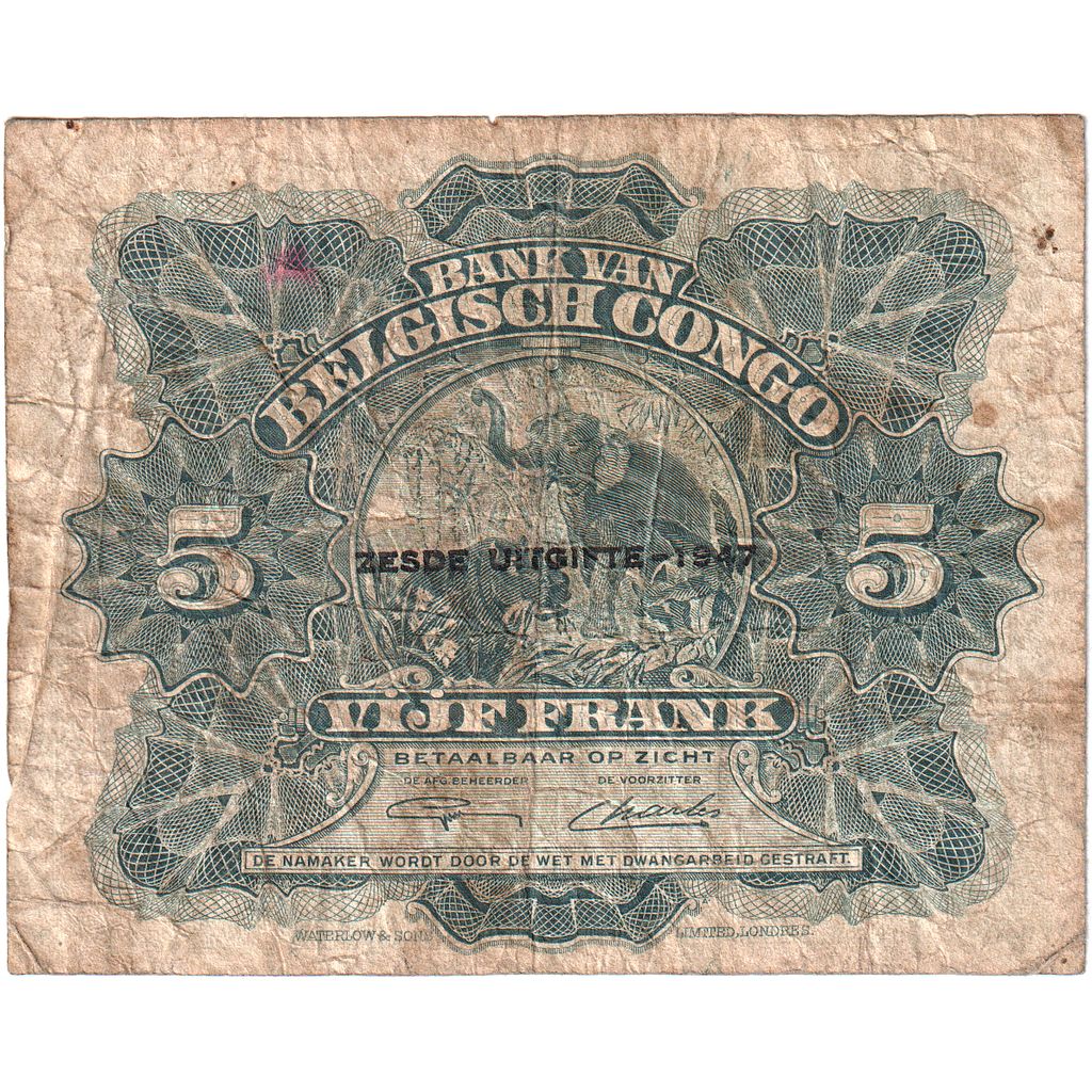 Congo belga, 5 Francs, 1947-04-10, BC