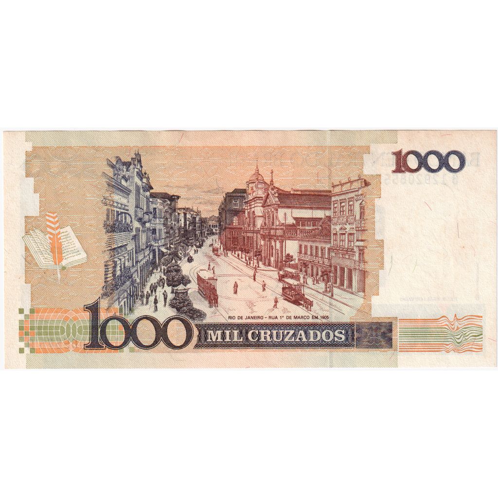 Banknote, Brazil, 1 Cruzado Novo on 1000 Cruzados, Undated (1989), KM:216b