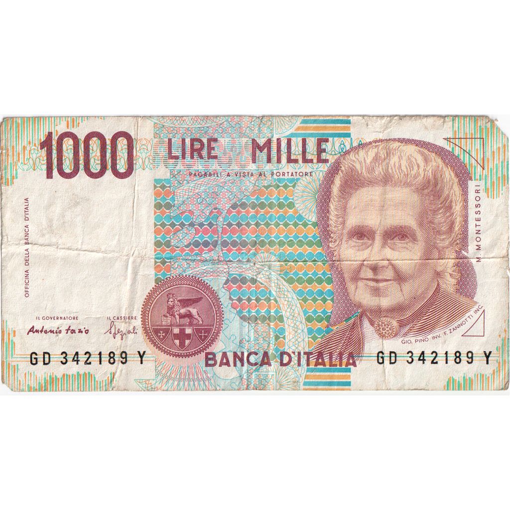 Billete, 1000 Lire, Undated (1996), Italia, KM:114c, BC