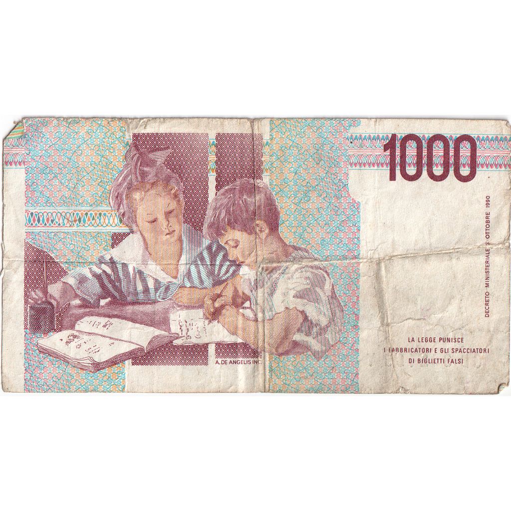 Billete, 1000 Lire, Undated (1996), Italia, KM:114c, BC