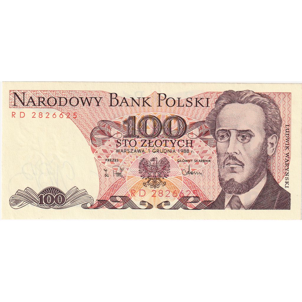 Nota, Polónia, 100 Zlotych, 1988-12-01, KM:143e, UNC(63)
