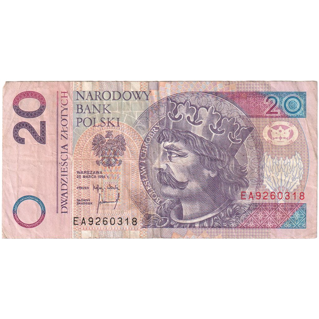 Geldschein, Polen, 20 Zlotych, 1994, 1994-03-25, KM:174a, SS