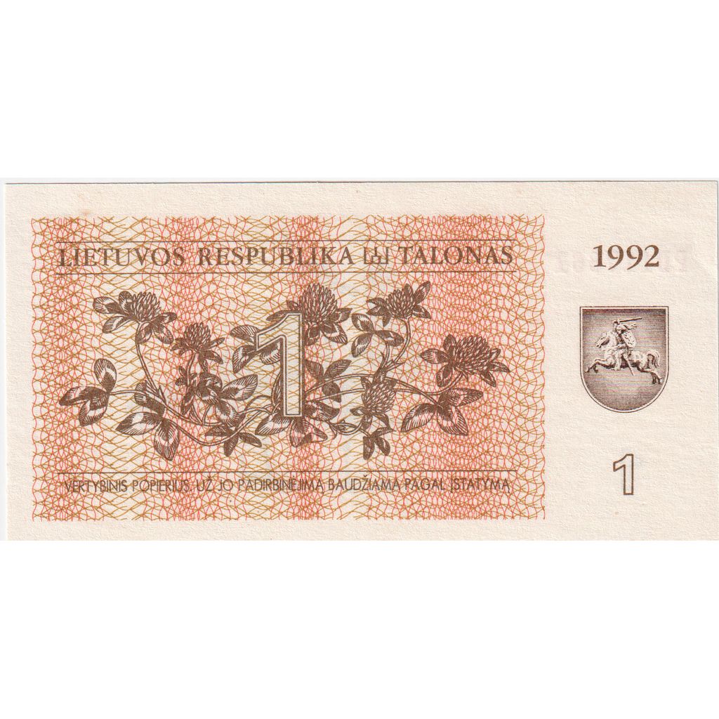 Billete, 1 (Talonas), 1992, Lituania, KM:39, UNC