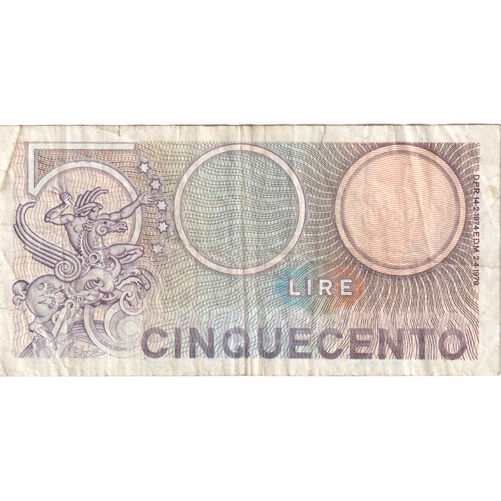 Banconote, Italia, 500 Lire, KM:95, MB+