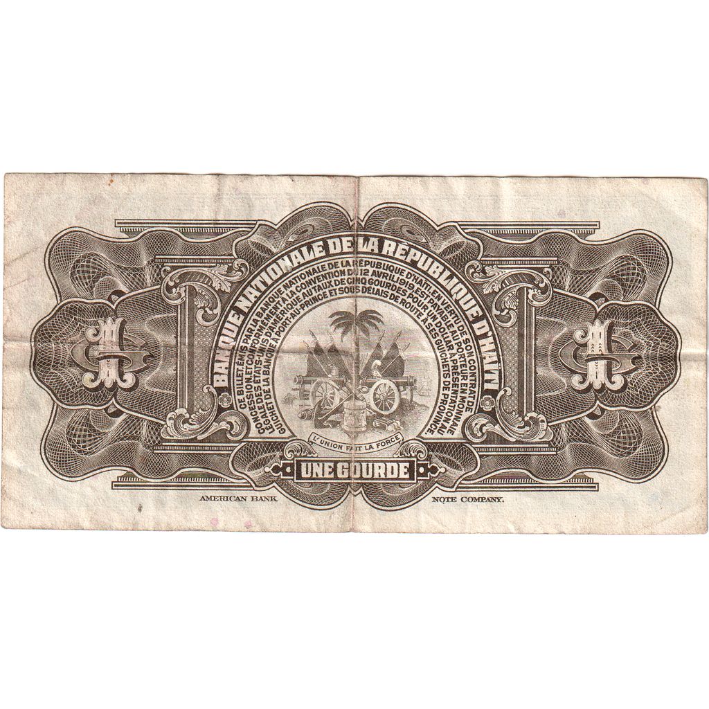 Haití, 1 Gourde, 1919-04-12, BC+
