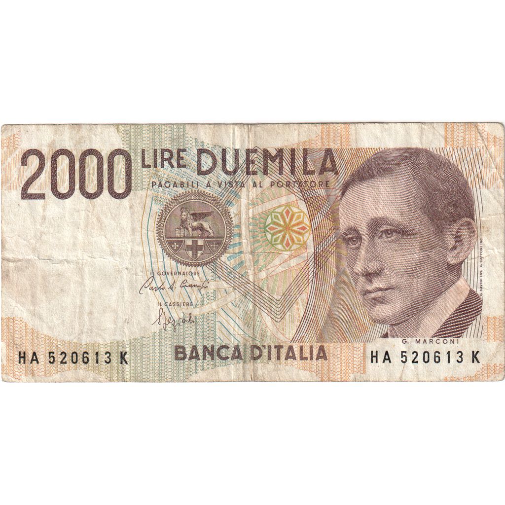 Billete, 2000 Lire, Undated (1990), Italia, KM:115, MBC