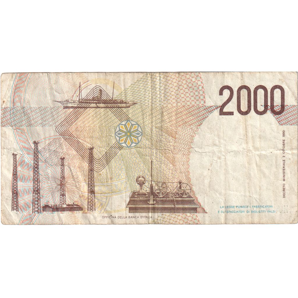 Billete, 2000 Lire, Undated (1990), Italia, KM:115, MBC