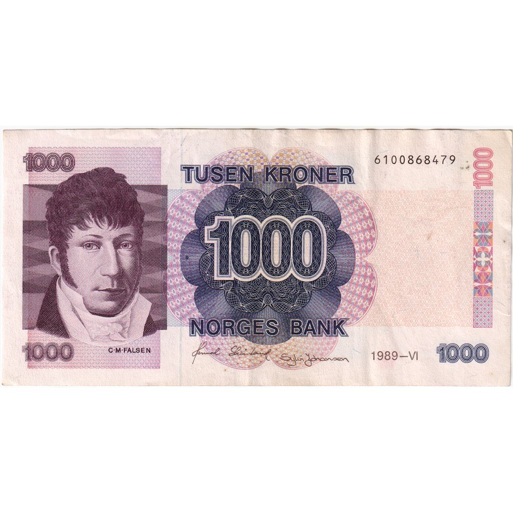 Noruega, 1000 Kroner, Undated (1989), EF(40-45)