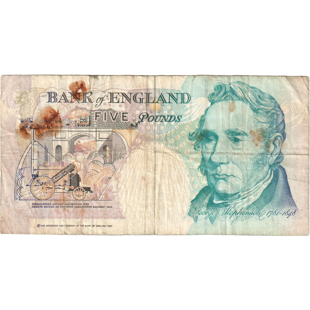 Grã-Bretanha, 5 Pounds, Undated (1991-1998), VF(20-25)