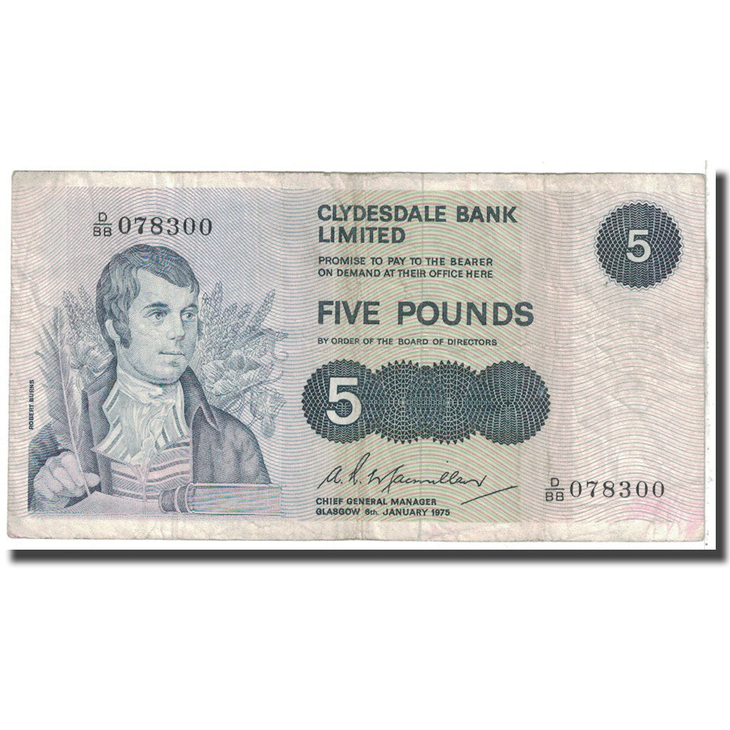 Billete, 5 Pounds, 1975, Escocia, 1975-01-06, KM:205c, BC