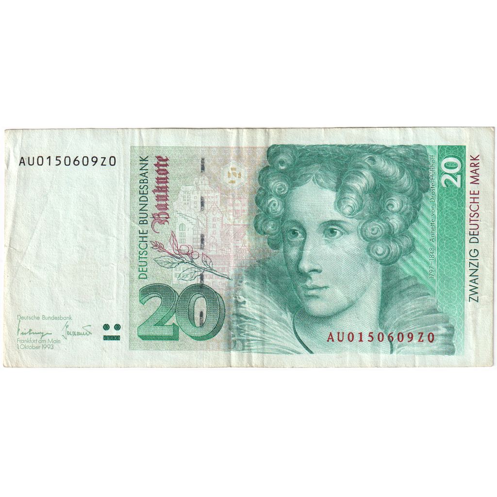 Biljet, Federale Duitse Republiek, 20 Deutsche Mark, 1993, 1993-10-01, KM:39b