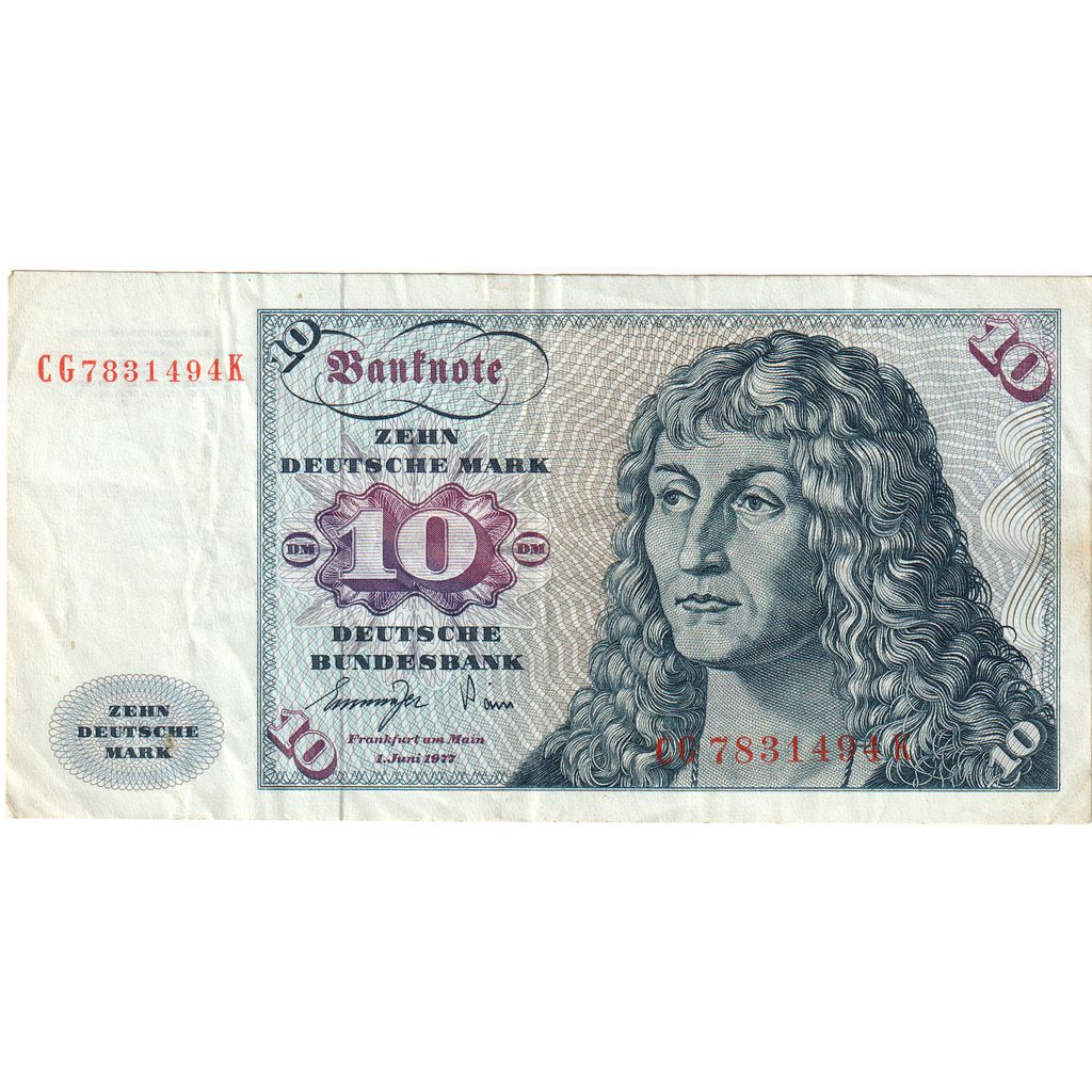 Federal Republic of Germany, 10 Deutsche Mark, 1977-06-02, EF(40-45)