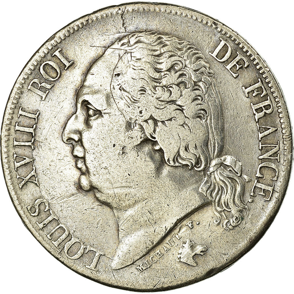 Moneda, Francia, Louis XVIII, Louis XVIII, 2 Francs, 1824, Lyon, BC+, Plata