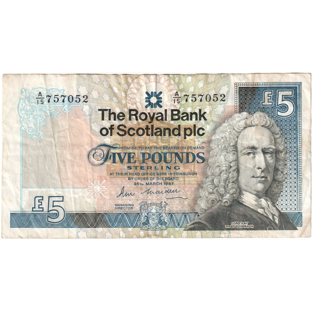 Geldschein, Scotland, 5 Pounds, 1990, 1990-01-24, KM:352a, UNZ-