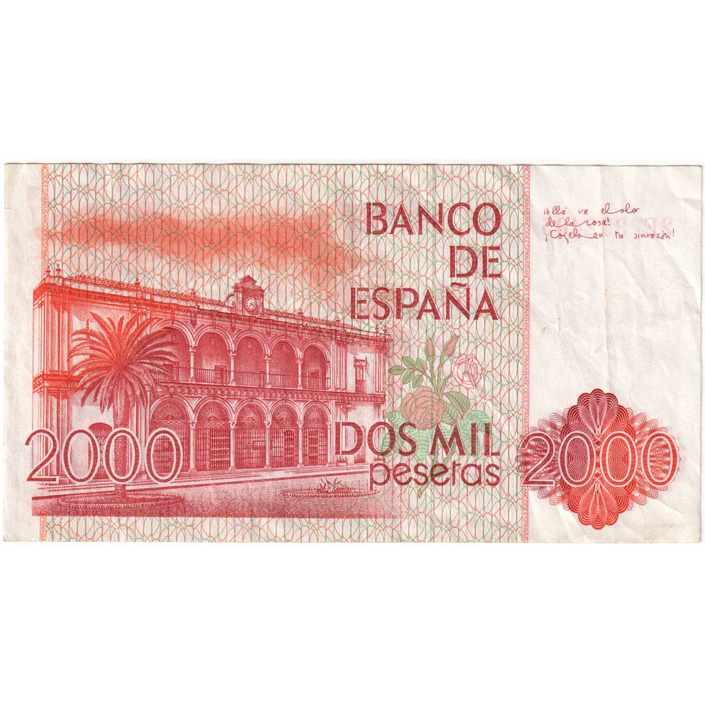 Nota, Espanha, 2000 Pesetas, 1980, 1980-07-22, KM:159, EF(40-45)