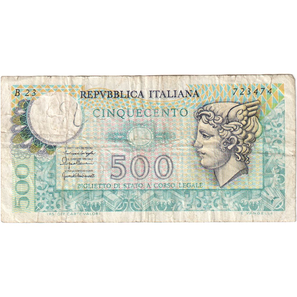 Biljet, Italië, 500 Lire, 1976, 1976-12-20, TB