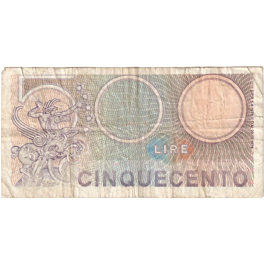 Biljet, Italië, 500 Lire, 1976, 1976-12-20, TB