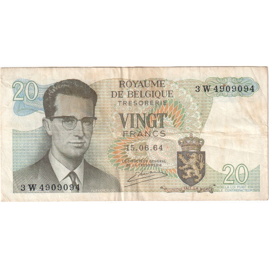 Banknot, Belgia, 20 Francs, 1964, VF(30-35)