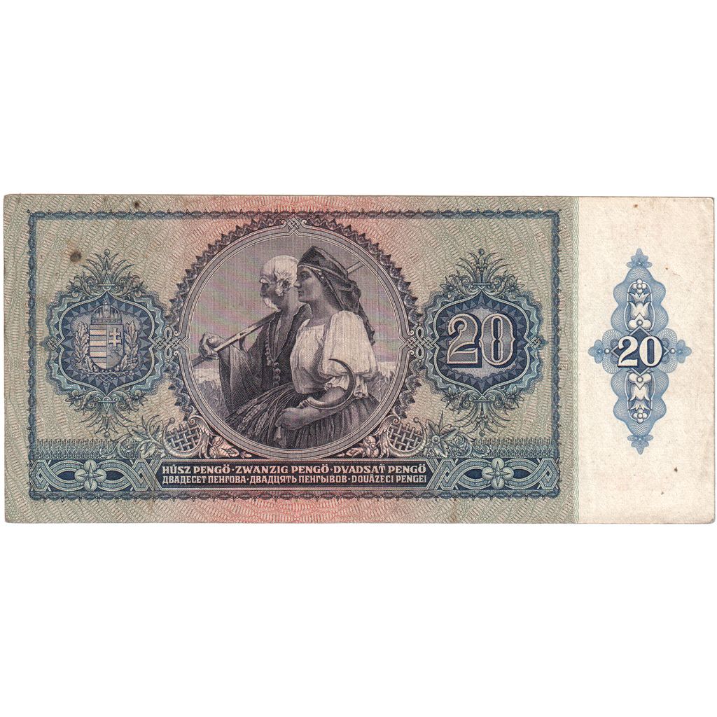 Biljet, Hongarije, 20 Pengö, 1941, 1941, KM:109, TTB