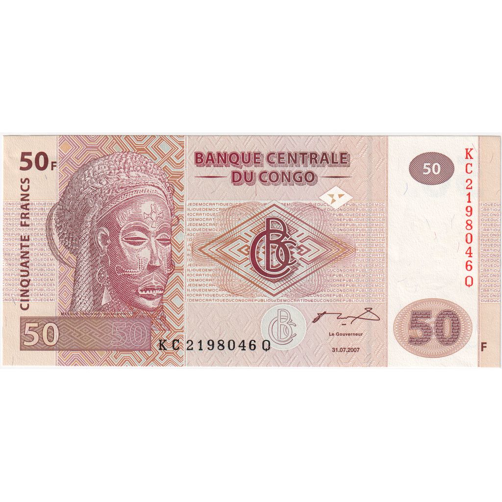 Billet, Congo Democratic Republic, 50 Francs, 2007-07-31, KM:97a, NEUF