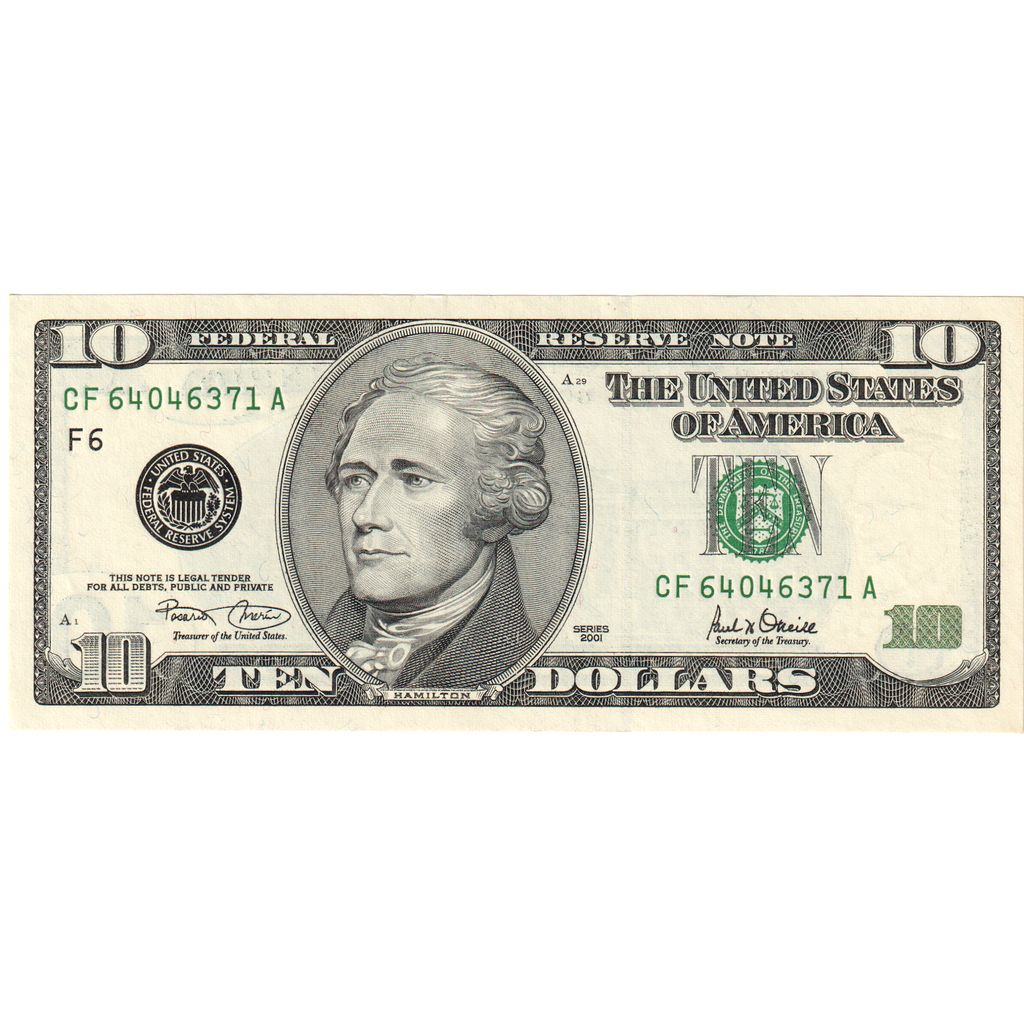 Stati Uniti, 10 Dollars, Undated (2001), BB+